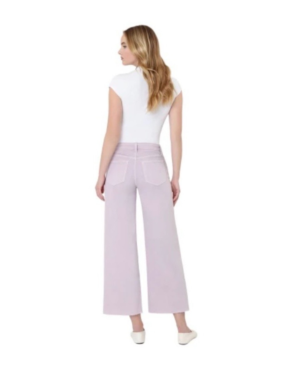 High-Rise Wide-Leg Jeans in Soft Lavender